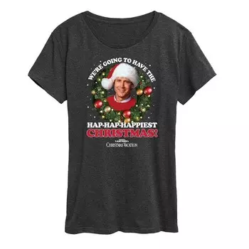 Женская футболка National Lampoon's Christmas Vacation с рисунком «Самое счастливое Рождество» Licensed Character, серый