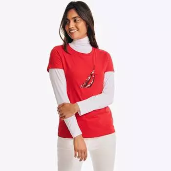 Женская футболка Nautica с логотипом и пайетками, красный