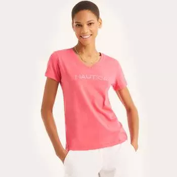 Женская футболка Nautica с V-образным вырезом, цвет honeysuckle 18-2120