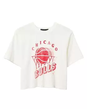 Женская футболка NBA Chicago Bulls с коротким рукавом и воротником-стойкой Junk Food Clothing, белый