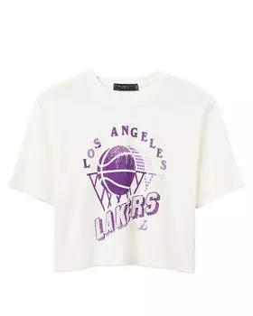 Женская футболка NBA Los Angeles Lakers с коротким рукавом и воротником-стойкой Junk Food Clothing, белый