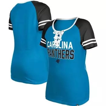 Женская футболка New Era Blue Carolina Panthers со шнуровкой реглан New Era