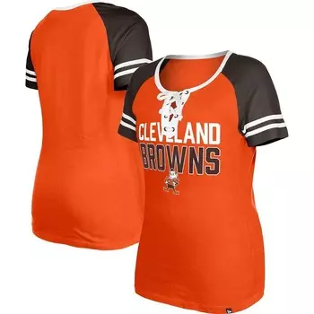 Женская футболка New Era Orange Cleveland Browns Throwback со шнуровкой реглан, цвет Brn Orange