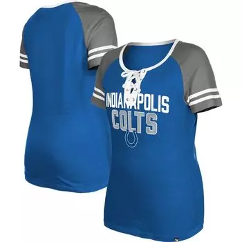 Женская футболка New Era Royal Indianapolis Colts реглан на шнуровке New Era