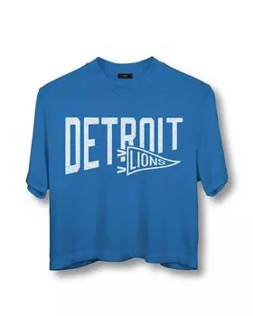 Женская футболка NFL Detroit Lions Dual Threat Mock Neck Crop Junk Food Clothing, синий