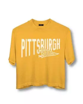 Женская футболка NFL Pittsburgh Steelers Dual Threat Mock Neck Crop Junk Food Clothing, желтый