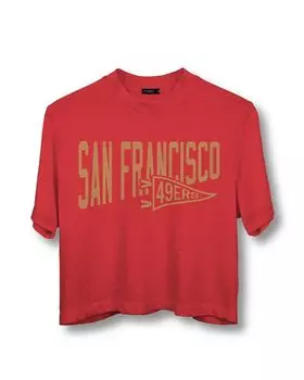 Женская футболка NFL San Francisco 49ers Dual Threat Mock Neck Crop Junk Food Clothing, красный