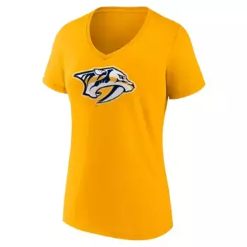 Женская футболка НХЛ Nashville Predators Team желтого золота с v-образным вырезом Fanatics
