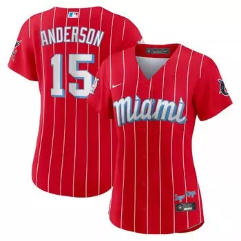 Женская футболка Nike Brian Anderson Red Miami Marlins City Connect Replica Player Nike