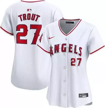 Женская футболка Nike Los Angeles Angels Mike Trout #27 White Limited Vapor