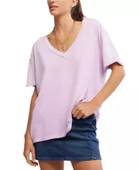 Женская футболка Nina с V-образным вырезом Free People, фиолетовый