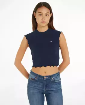 Женская футболка облегающего кроя с короткими рукавами Tommy Jeans, тёмно-синий
