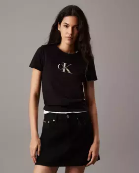 Женская футболка облегающего кроя с короткими рукавами Calvin Klein Jeans, черный