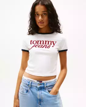Женская футболка облегающего кроя с короткими рукавами Tommy Jeans, белый
