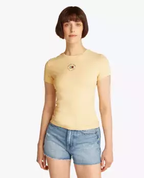 Женская футболка облегающего кроя с короткими рукавами Tommy Jeans, желтый
