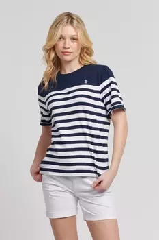 Женская футболка обычного кроя в полоску U.S. Polo Assn, синий