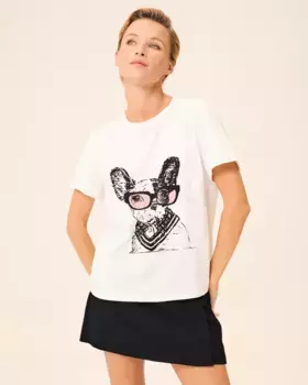 Женская футболка Odile с короткими рукавами и принтом спереди Dolores Promesas, белый