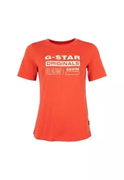 Женская футболка Originals Label, стандартный крой, круглый вырез, короткие рукава, принт G-STAR RAW, красный