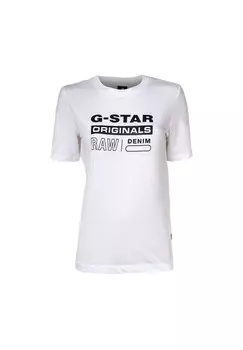 Женская футболка Originals Label, стандартный крой, круглый вырез, короткие рукава, принт G-STAR RAW, белый