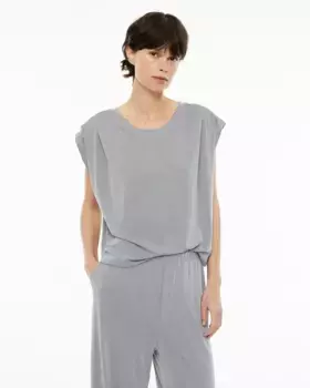 Женская футболка оверсайз со складками System Action, светло-серый