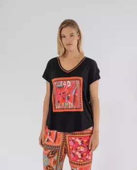 Женская футболка Paradise с отделкой по горловине October, черный