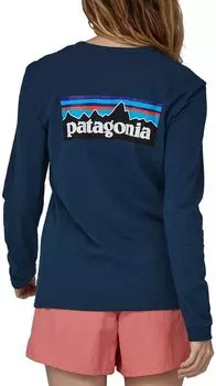 Женская футболка Patagonia P-6 с длинным рукавом и логотипом Responsibili