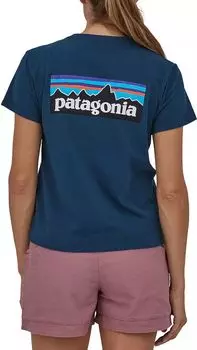 Женская футболка Patagonia P-6 с коротким рукавом и логотипом Responsibili