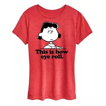 Женская футболка Peanuts Lucy This Is How с рисунком, закатывающим глаза Licensed Character, цвет Heather Red