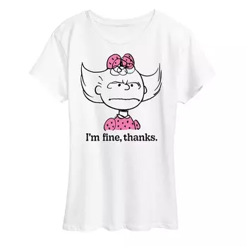 Женская футболка Peanuts Sally Fine Спасибо с рисунком Licensed Character, белый