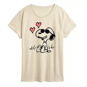 Женская футболка Peanuts Snoopy Joe Cool Sitting Hearts с рисунком Licensed Character, бежевый