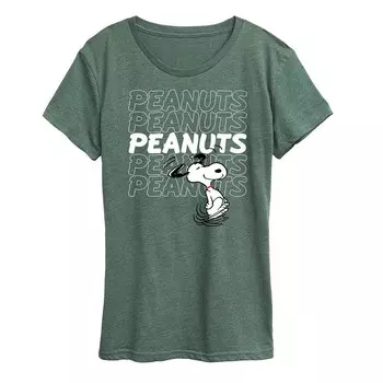 Женская футболка Peanuts Snoopy с повторяющимся рисунком логотипа Licensed Character, цвет Heather Green