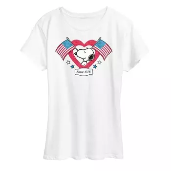Женская футболка Peanuts Snoopy с рисунком сердца 1776 года Licensed Character, белый