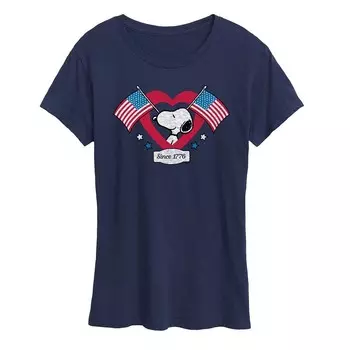 Женская футболка Peanuts Snoopy с рисунком сердца 1776 года Licensed Character, темно-синий