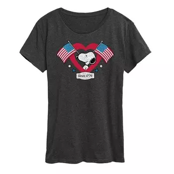 Женская футболка Peanuts Snoopy с рисунком сердца 1776 года Licensed Character, цвет Heather Charcoal