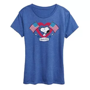 Женская футболка Peanuts Snoopy с рисунком сердца 1776 года Licensed Character, цвет Heather Royal Blue