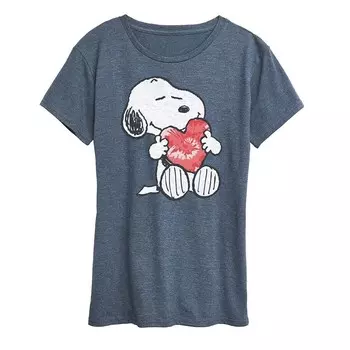 Женская футболка Peanuts Snoopy с рисунком сердца Licensed Character, цвет Heather Blue