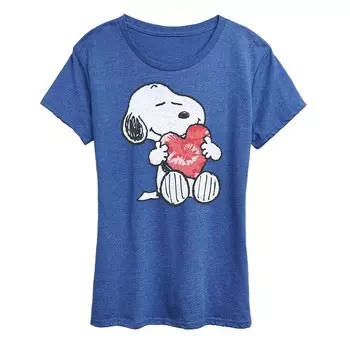 Женская футболка Peanuts Snoopy с рисунком сердца Licensed Character, цвет Heather Royal Blue
