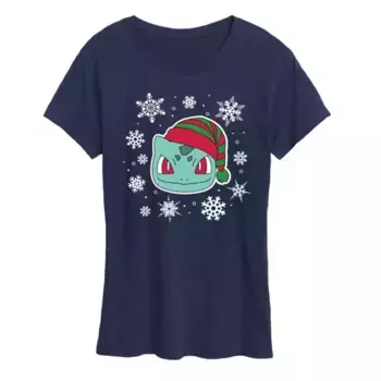 Женская футболка Pokemon Bulbasaur со снежинками Licensed Character, синий