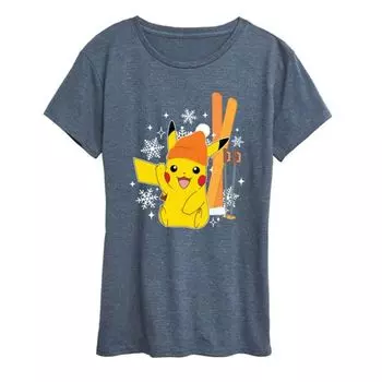 Женская футболка pokemon pika skii Licensed Character, синий