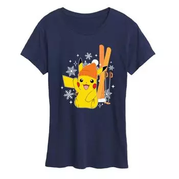 Женская футболка pokemon pika skii Licensed Character, синий