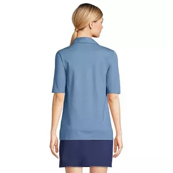 Женская футболка-поло из пике с рукавами до локтя Lands End Performance Lands' End, черный