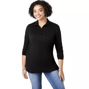 Женская футболка-поло с длинными рукавами больших размеров Roaman Ultimate Roaman's, черный