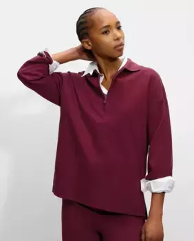 Женская футболка-поло с длинными рукавами и застежкой-молнией спереди Parfois, красный