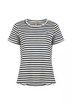 Женская футболка Полосатая рубашка в полоску с хлопком и круглым вырезом ROADSIGN australia, синий