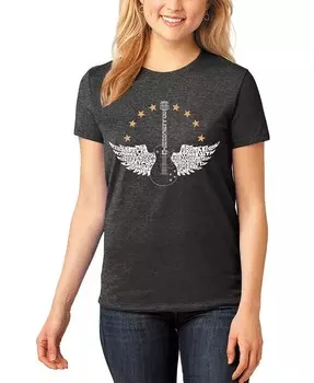 Женская футболка премиум-класса с текстом Word Art Country Female Singers La Pop Art, черный