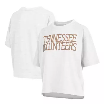 Женская футболка Pressbox Heather Grey Tennessee Volunteers Motley Crew Chain Stitch Slub Длина талии Свободная футболка свободного кроя, цвет Ten White