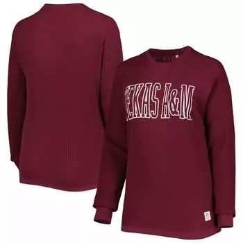 Женская футболка Pressbox Maroon Texas A&M Aggies Surf размера плюс Southlawn вафельной вязки с длинными рукавами и термобельем из трех смесей