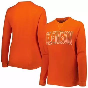 Женская футболка Pressbox оранжевого цвета Clemson Tigers Surf размера плюс Southlawn вафельной вязки с длинными рукавами и термобельем из трех смесей
