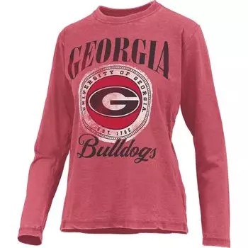 Женская футболка Pressbox Red Georgia Bulldogs Vintage Oversized с длинным рукавом Falkland