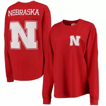 Женская футболка Pressbox Scarlet Nebraska Huskers The Big Shirt, футболка оверсайз с длинными рукавами